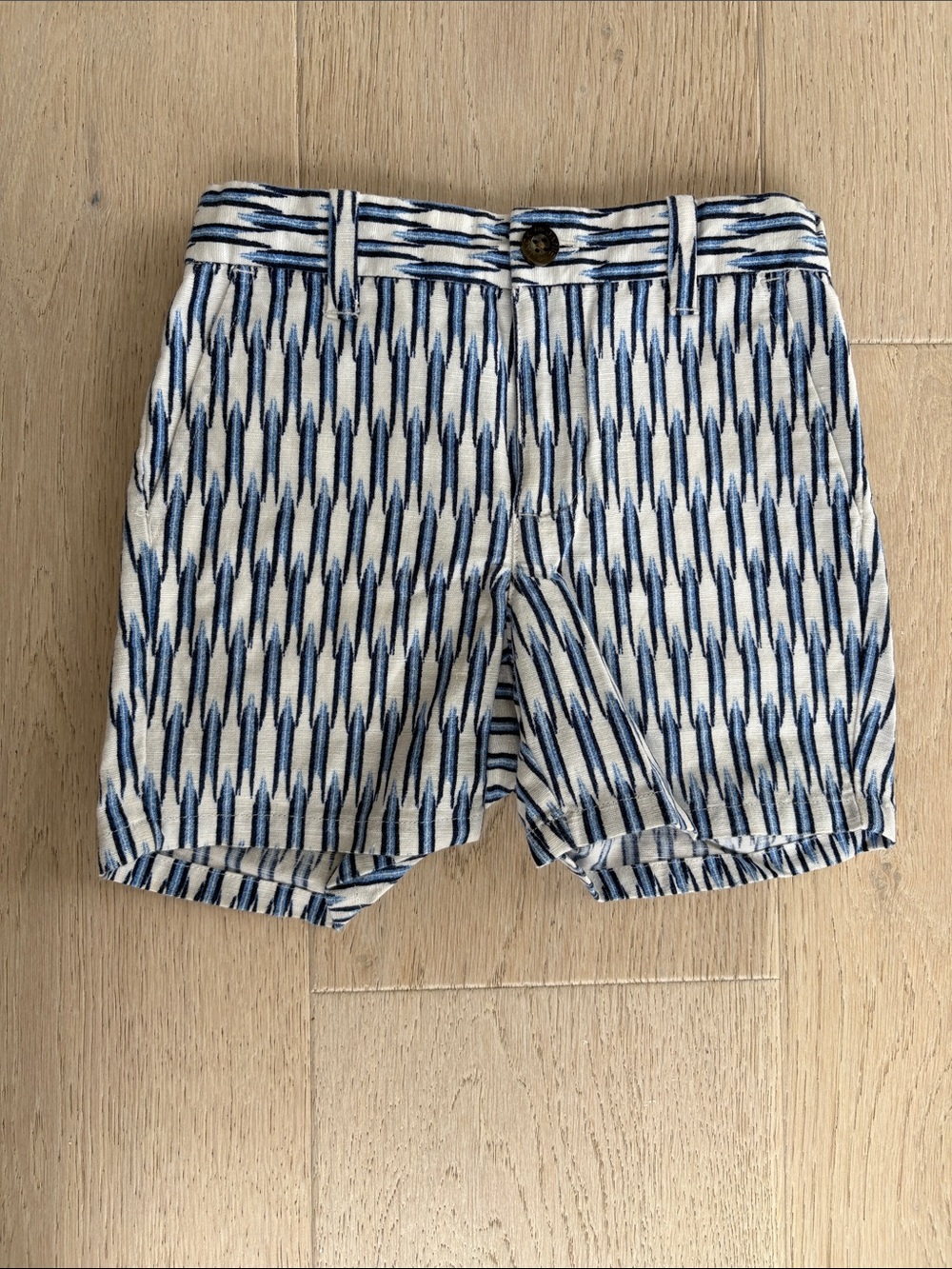 Janie and Jack Navy and White Flat Front Patterned Shorts